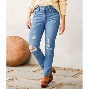 LEVI'S High Rise Button Fly 501 Straight Leg Jeans 25